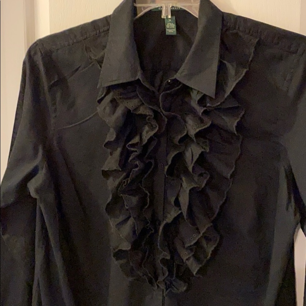 Lauren Ralph Lauren Black Ruffled Blouse